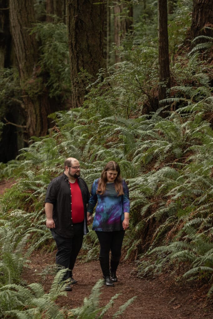 Redwood forest engagement photos