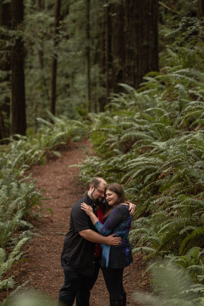 Redwood forest engagement photos